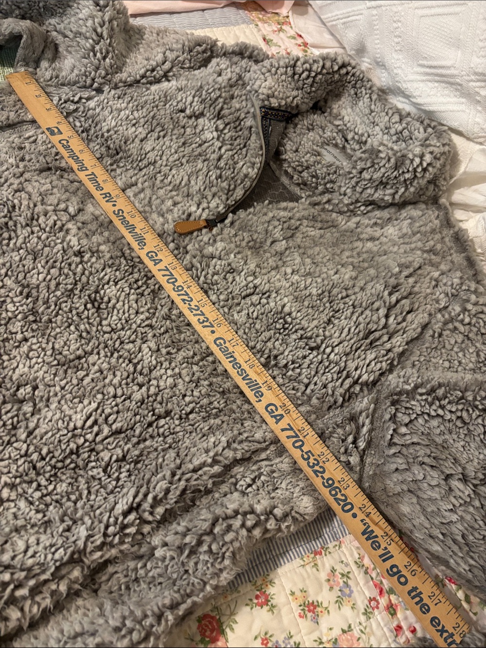 Heathmoor Plush Gray Sherpa Quarter-Zip Pullover - Picture 6 of 8